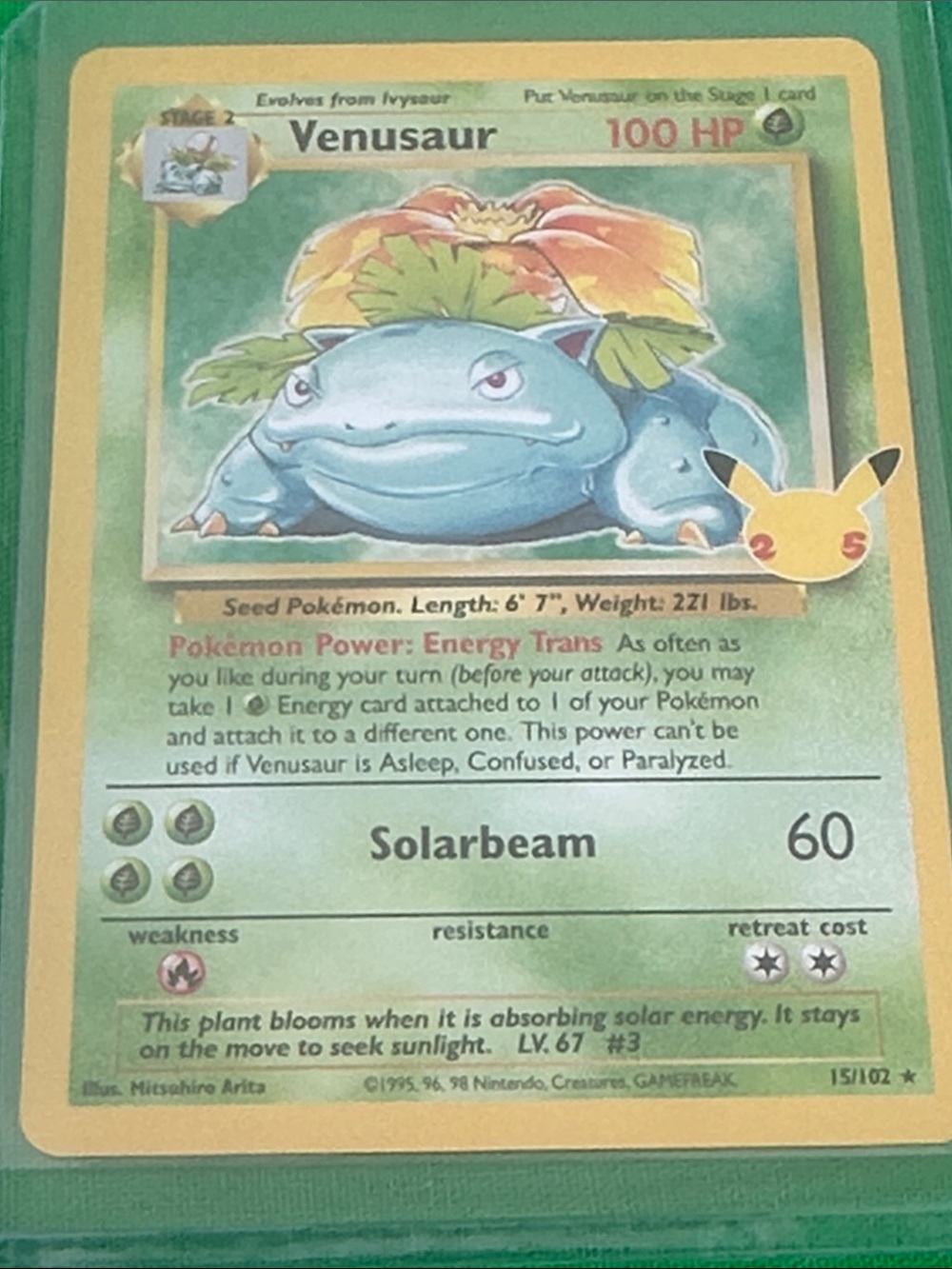 Pokemon Venusaur Holo #15/102 vintage celebrations 25th Anniversary NM pre-owned